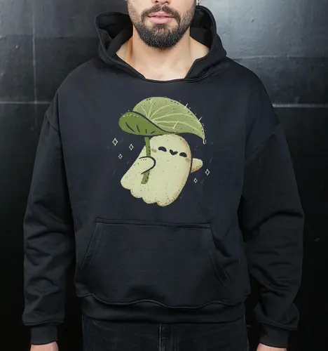 Cute Ghost with Leaf Umbrella