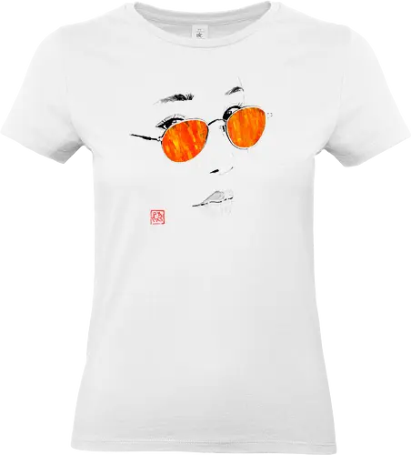 orange glasses - glasses, sumie, japan, woman, face - Standard T-Shirt (Women)