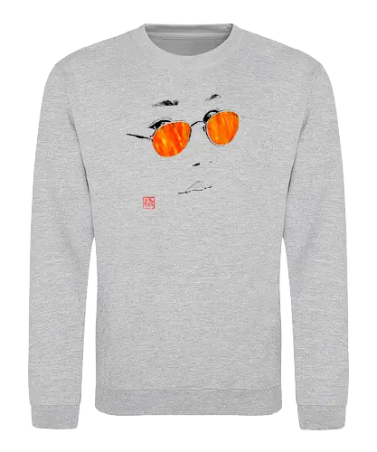 orange glasses - glasses, sumie, japan, woman, face - Sweatshirt