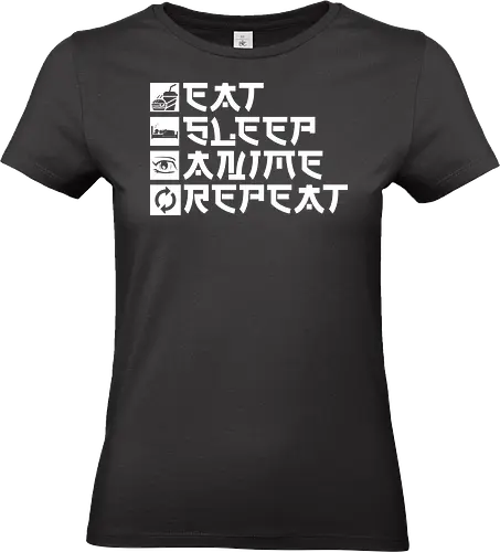  Eat Sleep Anime Repeat Otaku Life Motto - Eat Sleep Anime Repeat, anime, otaku, anime life, manga, Japanese animation, anime fan, daily routine, anime lover, geek, nerdy, funny anime, slice of life, anime merchandise, fan art, pop culture, kawaii, binge-watching, anime gift, casual anime - Standard T-Shirt (Women)