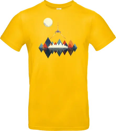 Arrival - space, science fiction, abstract, vintage colours, space ship, moon - Standard T-Shirt