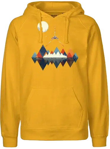 Arrival - space, science fiction, abstract, vintage colours, space ship, moon - Fairtrade Hoodie