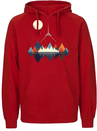 Arrival - space, science fiction, abstract, vintage colours, space ship, moon - Fairtrade Hoodie