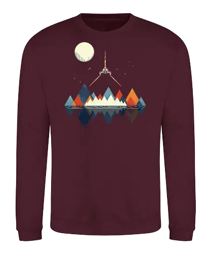 Arrival - space, science fiction, abstract, vintage colours, space ship, moon - Sweatshirt