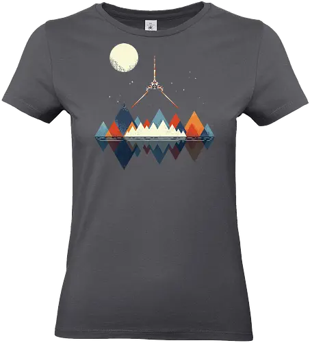 Arrival - space, science fiction, abstract, vintage colours, space ship, moon - Standard T-Shirt (Women)
