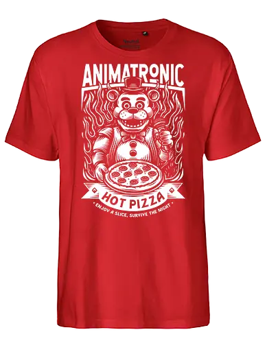 Eat Pizza & Survive - five nights at freddy's, five nights at freddys, 5 nights at freddy's, fnaf, Bear, animatronic, pizza, pizza lover, survival horror, video game, video games, gaming, gamer, animatronics - Fairtrade T-Shirt