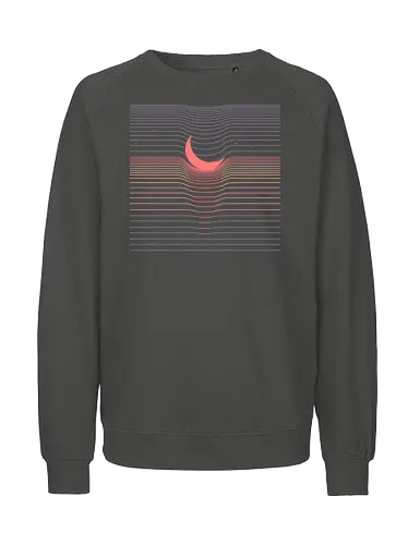 Moonfall - Space, moon, stars, geometric, minimal, minimalism, gravity, black hole, starry night, pastel colors, pastel, sunset, half moon, minimalist - Fairtrade Sweatshirt