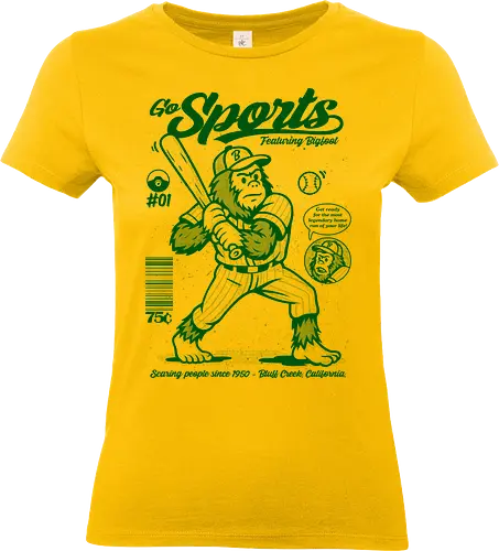 Go Sports Bigfoot - Bigfoot, sasquatch, baseball, cryptid, retro sports, folklore, monster illustration, vintage, whimsical, mythical creature - Standard T-Shirt (Women)