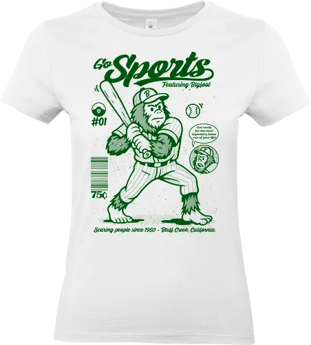 Go Sports Bigfoot - Bigfoot, sasquatch, baseball, cryptid, retro sports, folklore, monster illustration, vintage, whimsical, mythical creature - Standard T-Shirt (Women)