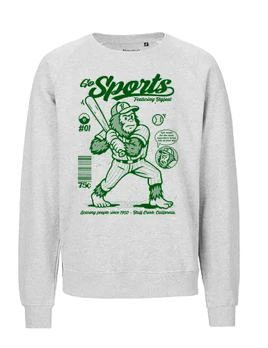 Go Sports Bigfoot - Bigfoot, sasquatch, baseball, cryptid, retro sports, folklore, monster illustration, vintage, whimsical, mythical creature - Fairtrade Sweatshirt