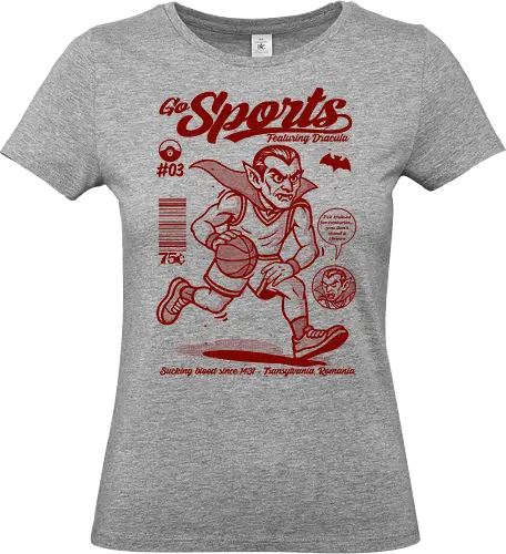 Go Sportys Dracula - Dracula, vampire, basketball, Transylvania, gothic sports, undead athlete, horror humor, retro illustration, mythical creature - Standard T-Shirt (Women)