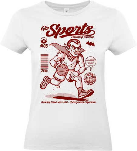 Go Sportys Dracula - Dracula, vampire, basketball, Transylvania, gothic sports, undead athlete, horror humor, retro illustration, mythical creature - Standard T-Shirt (Women)