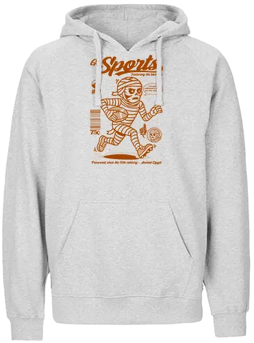 Go Sports Mummy - mummy, egyptian mummy, football, ancient Egypt, undead athlete, humorous art, retro sports, millennia training, mythical creature - Fairtrade Hoodie