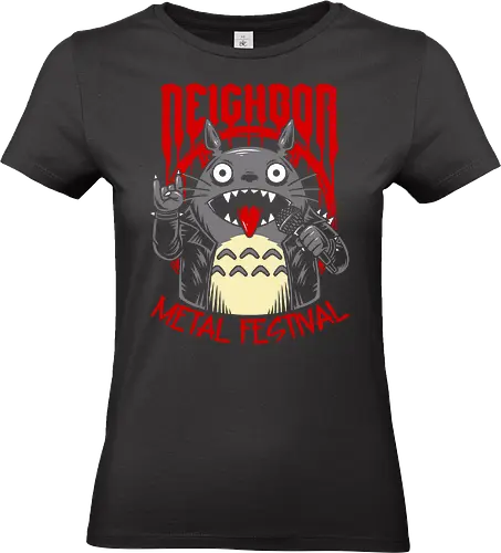 Neighbor Metal Festival - my neighbor totoro, neighbor, music, metal music, metal festival, metal fest, humor, fun, funny, famous anime, hayao miyazaki, animation, anime, childhood, cute, nostalgia, otaku - Standard T-Shirt (Women)
