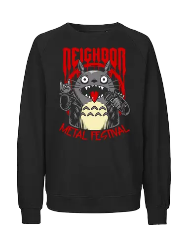 Neighbor Metal Festival - my neighbor totoro, neighbor, music, metal music, metal festival, metal fest, humor, fun, funny, famous anime, hayao miyazaki, animation, anime, childhood, cute, nostalgia, otaku - Fairtrade Sweatshirt
