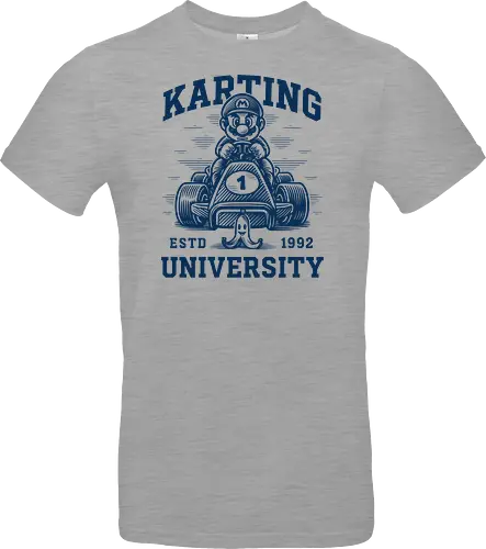Karting University - mario kart, kart, karting, video games, video game, game, gaming, university, college, academy, drive, driving, fun, funny, banana peel, retro, retrogaming, retro gaming, vintage, vintage look, blue shell, go kart, race, racing, speed - Standard T-Shirt