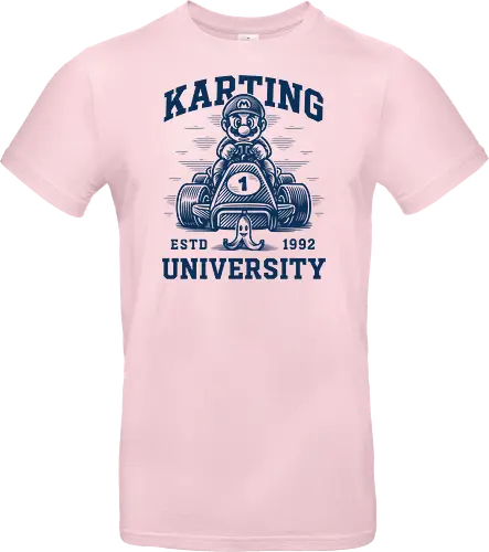 Karting University - mario kart, kart, karting, video games, video game, game, gaming, university, college, academy, drive, driving, fun, funny, banana peel, retro, retrogaming, retro gaming, vintage, vintage look, blue shell, go kart, race, racing, speed - Standard T-Shirt