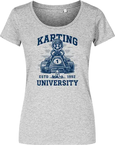 Karting University - mario kart, kart, karting, video games, video game, game, gaming, university, college, academy, drive, driving, fun, funny, banana peel, retro, retrogaming, retro gaming, vintage, vintage look, blue shell, go kart, race, racing, speed - Women T-Shirt