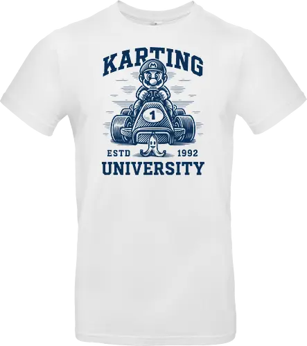 Karting University - mario kart, kart, karting, video games, video game, game, gaming, university, college, academy, drive, driving, fun, funny, banana peel, retro, retrogaming, retro gaming, vintage, vintage look, blue shell, go kart, race, racing, speed - Standard T-Shirt