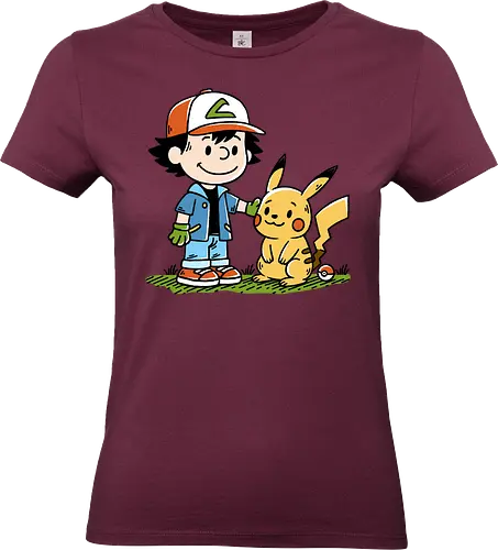Strong Friendship - pocket monsters, monster, trainer, ash, cute, friends, friendship, nostalgia, retro, vintage, peanuts, mashup, mash up, fun, funny, humor, 90s, 1900s, anime, manga, video games, game, gaming, gamer - Standard T-Shirt (Women)