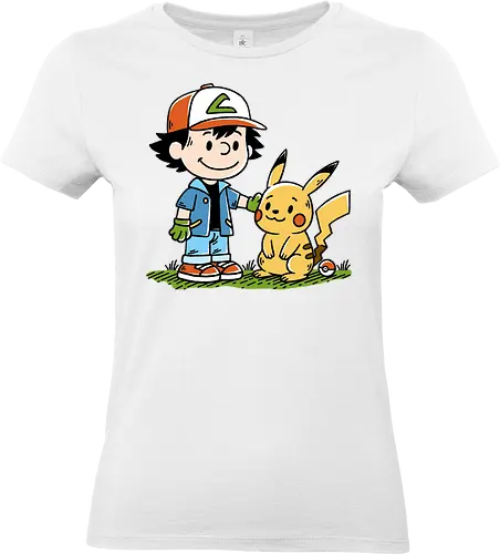 Strong Friendship - pocket monsters, monster, trainer, ash, cute, friends, friendship, nostalgia, retro, vintage, peanuts, mashup, mash up, fun, funny, humor, 90s, 1900s, anime, manga, video games, game, gaming, gamer - Standard T-Shirt (Women)