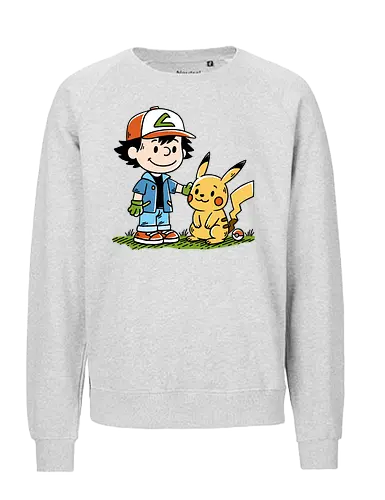 Strong Friendship - pocket monsters, monster, trainer, ash, cute, friends, friendship, nostalgia, retro, vintage, peanuts, mashup, mash up, fun, funny, humor, 90s, 1900s, anime, manga, video games, game, gaming, gamer - Fairtrade Sweatshirt