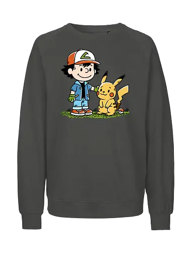Strong Friendship - pocket monsters, monster, trainer, ash, cute, friends, friendship, nostalgia, retro, vintage, peanuts, mashup, mash up, fun, funny, humor, 90s, 1900s, anime, manga, video games, game, gaming, gamer - Fairtrade Sweatshirt