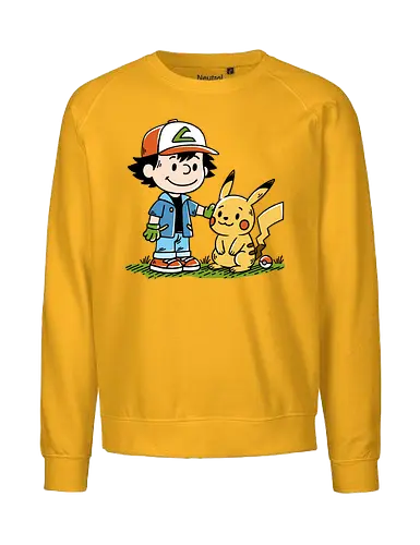 Strong Friendship - pocket monsters, monster, trainer, ash, cute, friends, friendship, nostalgia, retro, vintage, peanuts, mashup, mash up, fun, funny, humor, 90s, 1900s, anime, manga, video games, game, gaming, gamer - Fairtrade Sweatshirt
