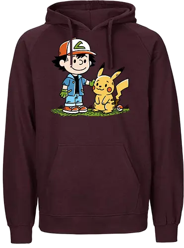 Strong Friendship - pocket monsters, monster, trainer, ash, cute, friends, friendship, nostalgia, retro, vintage, peanuts, mashup, mash up, fun, funny, humor, 90s, 1900s, anime, manga, video games, game, gaming, gamer - Fairtrade Hoodie