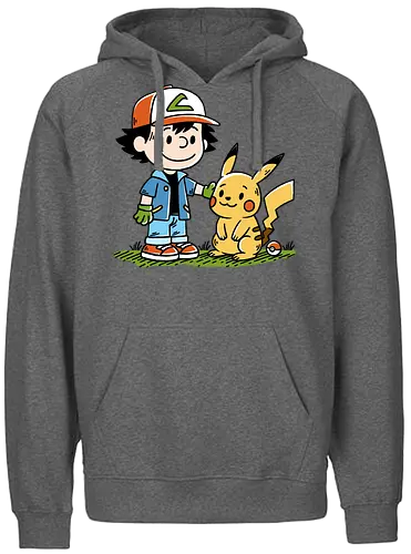 Strong Friendship - pocket monsters, monster, trainer, ash, cute, friends, friendship, nostalgia, retro, vintage, peanuts, mashup, mash up, fun, funny, humor, 90s, 1900s, anime, manga, video games, game, gaming, gamer - Fairtrade Hoodie