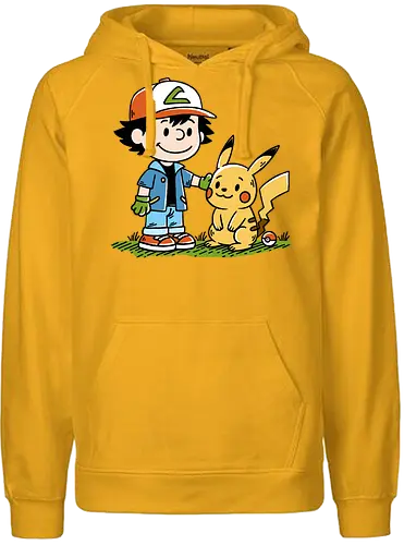 Strong Friendship - pocket monsters, monster, trainer, ash, cute, friends, friendship, nostalgia, retro, vintage, peanuts, mashup, mash up, fun, funny, humor, 90s, 1900s, anime, manga, video games, game, gaming, gamer - Fairtrade Hoodie