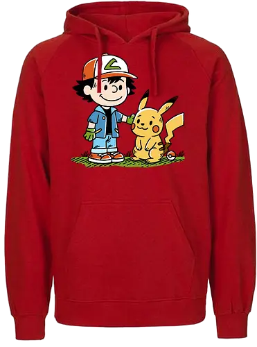 Strong Friendship - pocket monsters, monster, trainer, ash, cute, friends, friendship, nostalgia, retro, vintage, peanuts, mashup, mash up, fun, funny, humor, 90s, 1900s, anime, manga, video games, game, gaming, gamer - Fairtrade Hoodie