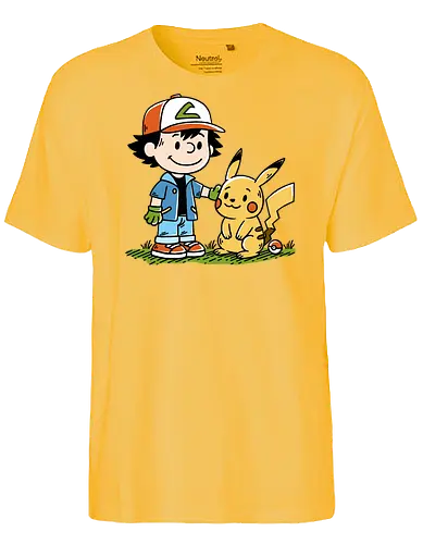 Strong Friendship - pocket monsters, monster, trainer, ash, cute, friends, friendship, nostalgia, retro, vintage, peanuts, mashup, mash up, fun, funny, humor, 90s, 1900s, anime, manga, video games, game, gaming, gamer - Fairtrade T-Shirt