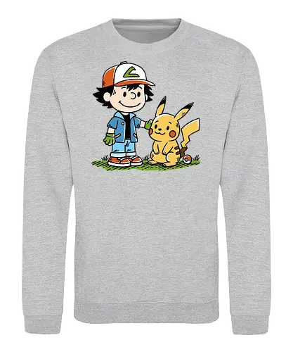 Strong Friendship - pocket monsters, monster, trainer, ash, cute, friends, friendship, nostalgia, retro, vintage, peanuts, mashup, mash up, fun, funny, humor, 90s, 1900s, anime, manga, video games, game, gaming, gamer - Sweatshirt