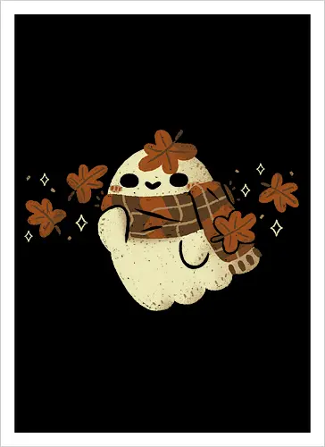 Autumn Ghost with Scarf and Leaves
