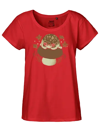 Cute Rain Frog in Autumn - angry, xmorfina, cute rain frog, rain frog, autumn, grumpy, leaves, frog, breviceps, autumn vibes, fall, mushroom, kawaii, bad, nature - Fairtrade Girl Shirt