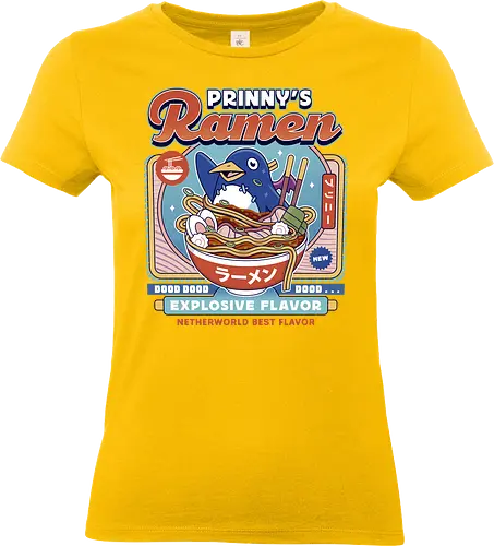 Prinny Dood Ramen Vintage - disgaea, prinny, etna, laharl, valvatorez, usalia, king krichevskoy, pirilika, suisen, dood, phantom brave, video game, gaming, gamer, ramen - Standard T-Shirt (Women)
