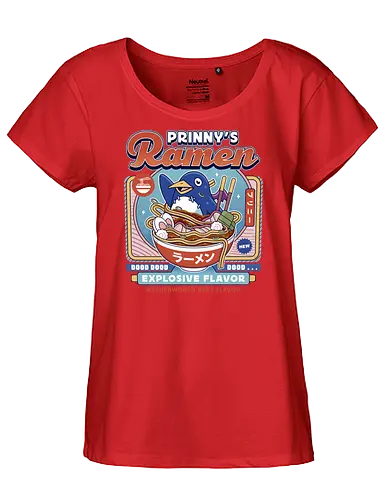 Prinny Dood Ramen Vintage - disgaea, prinny, etna, laharl, valvatorez, usalia, king krichevskoy, pirilika, suisen, dood, phantom brave, video game, gaming, gamer, ramen - Fairtrade Girl Shirt