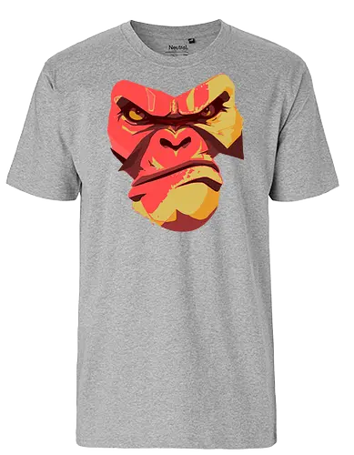 Gorilla Ungezähmt und Wild - urban streetwear, gorilla shirt, power shirt, rohe energie, wildes design, kraftvoller look, statement shirt, rote akzente, street style, wild and free, männer streetwear, frauen streetwear, unisex fashion, rebellischer look, geschenk für rebellen, für selbstbewusste menschen, outfit mit aussage, urban fashion lovers, stylische geschenke, gorilla motiv, tierisches design, rote farbtöne, urban art, edgy shirt, eye catcher shirt, raw power look, künstlerisches t shirt - Fairtrade T-Shirt