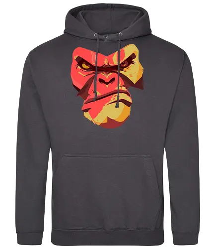 Gorilla Ungezähmt und Wild - urban streetwear, gorilla shirt, power shirt, rohe energie, wildes design, kraftvoller look, statement shirt, rote akzente, street style, wild and free, männer streetwear, frauen streetwear, unisex fashion, rebellischer look, geschenk für rebellen, für selbstbewusste menschen, outfit mit aussage, urban fashion lovers, stylische geschenke, gorilla motiv, tierisches design, rote farbtöne, urban art, edgy shirt, eye catcher shirt, raw power look, künstlerisches t shirt - Standard Hoodie