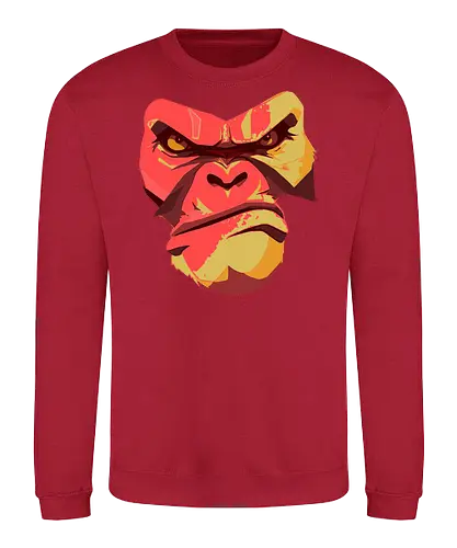 Gorilla Ungezähmt und Wild - urban streetwear, gorilla shirt, power shirt, rohe energie, wildes design, kraftvoller look, statement shirt, rote akzente, street style, wild and free, männer streetwear, frauen streetwear, unisex fashion, rebellischer look, geschenk für rebellen, für selbstbewusste menschen, outfit mit aussage, urban fashion lovers, stylische geschenke, gorilla motiv, tierisches design, rote farbtöne, urban art, edgy shirt, eye catcher shirt, raw power look, künstlerisches t shirt - Sweatshirt