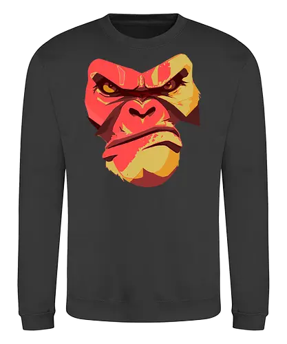 Gorilla Ungezähmt und Wild - urban streetwear, gorilla shirt, power shirt, rohe energie, wildes design, kraftvoller look, statement shirt, rote akzente, street style, wild and free, männer streetwear, frauen streetwear, unisex fashion, rebellischer look, geschenk für rebellen, für selbstbewusste menschen, outfit mit aussage, urban fashion lovers, stylische geschenke, gorilla motiv, tierisches design, rote farbtöne, urban art, edgy shirt, eye catcher shirt, raw power look, künstlerisches t shirt - Sweatshirt