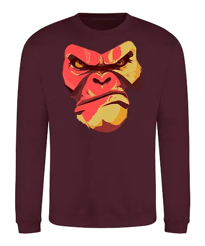Gorilla Ungezähmt und Wild - urban streetwear, gorilla shirt, power shirt, rohe energie, wildes design, kraftvoller look, statement shirt, rote akzente, street style, wild and free, männer streetwear, frauen streetwear, unisex fashion, rebellischer look, geschenk für rebellen, für selbstbewusste menschen, outfit mit aussage, urban fashion lovers, stylische geschenke, gorilla motiv, tierisches design, rote farbtöne, urban art, edgy shirt, eye catcher shirt, raw power look, künstlerisches t shirt - Sweatshirt