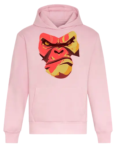Gorilla Ungezähmt und Wild - urban streetwear, gorilla shirt, power shirt, rohe energie, wildes design, kraftvoller look, statement shirt, rote akzente, street style, wild and free, männer streetwear, frauen streetwear, unisex fashion, rebellischer look, geschenk für rebellen, für selbstbewusste menschen, outfit mit aussage, urban fashion lovers, stylische geschenke, gorilla motiv, tierisches design, rote farbtöne, urban art, edgy shirt, eye catcher shirt, raw power look, künstlerisches t shirt - Heavyweight Hoodie
