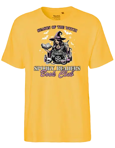Season of the Witc - witch, book, cauldron, magic, skull, potions, bats, spooky, club, mystical - Fairtrade T-Shirt
