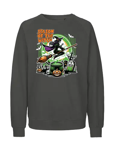 Season of the witch - witch, halloween, broomstick, cauldron, graveyard, pumpkin, skull, tombstone, spooky, moon - Fairtrade Sweatshirt