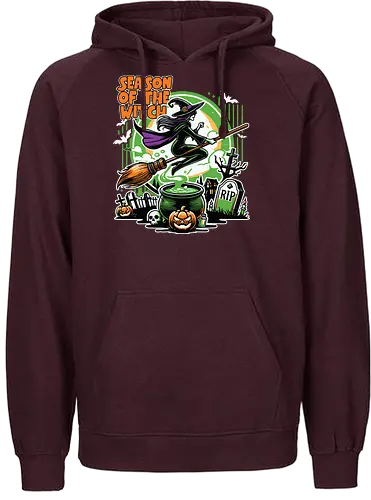 Season of the witch - witch, halloween, broomstick, cauldron, graveyard, pumpkin, skull, tombstone, spooky, moon - Fairtrade Hoodie