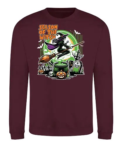 Season of the witch - witch, halloween, broomstick, cauldron, graveyard, pumpkin, skull, tombstone, spooky, moon - Sweatshirt
