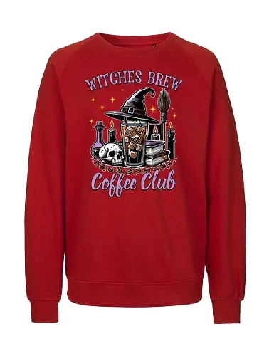 Witches Brew Coffee Club - witchcraft, coffee, skull, hat, candles, potions, spooky, books, stars, halloween - Fairtrade Sweatshirt