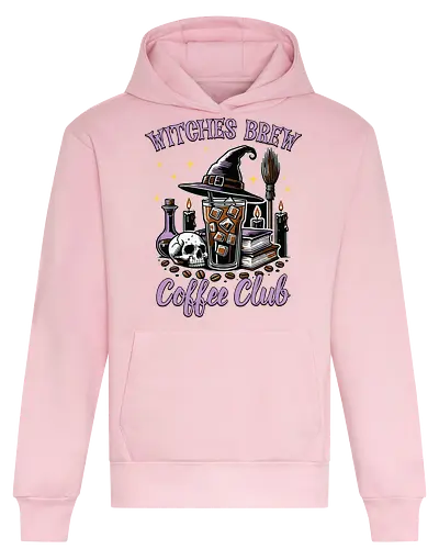Witches Brew Coffee Club - witchcraft, coffee, skull, hat, candles, potions, spooky, books, stars, halloween - Heavyweight Hoodie